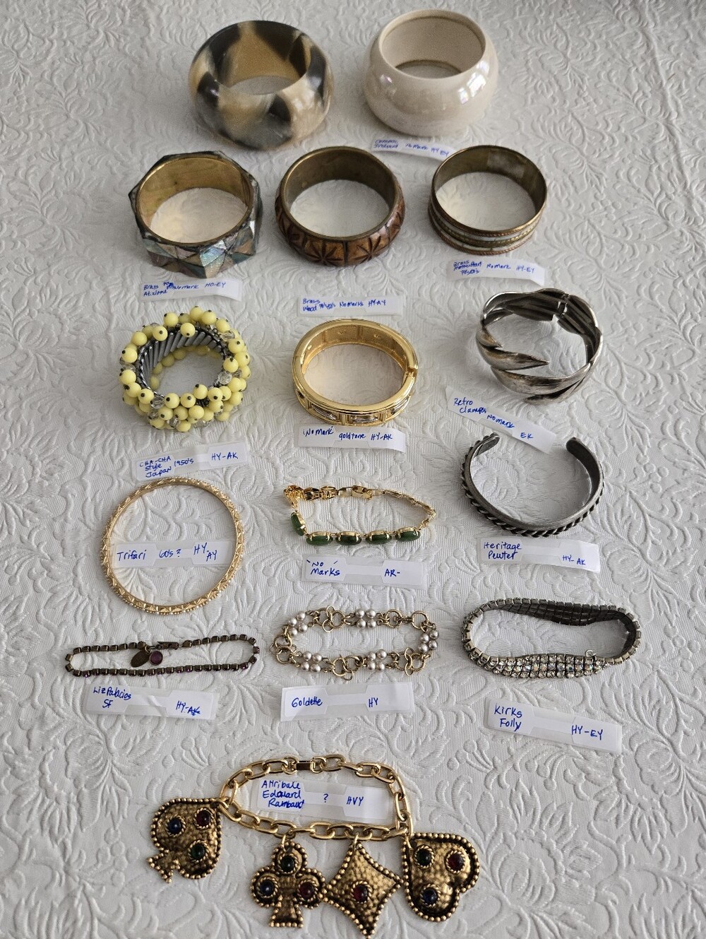 Vintage Bracelet Bangle 15 lot-Trifari,Kirks Folly, Liz Palacios,Womark and more